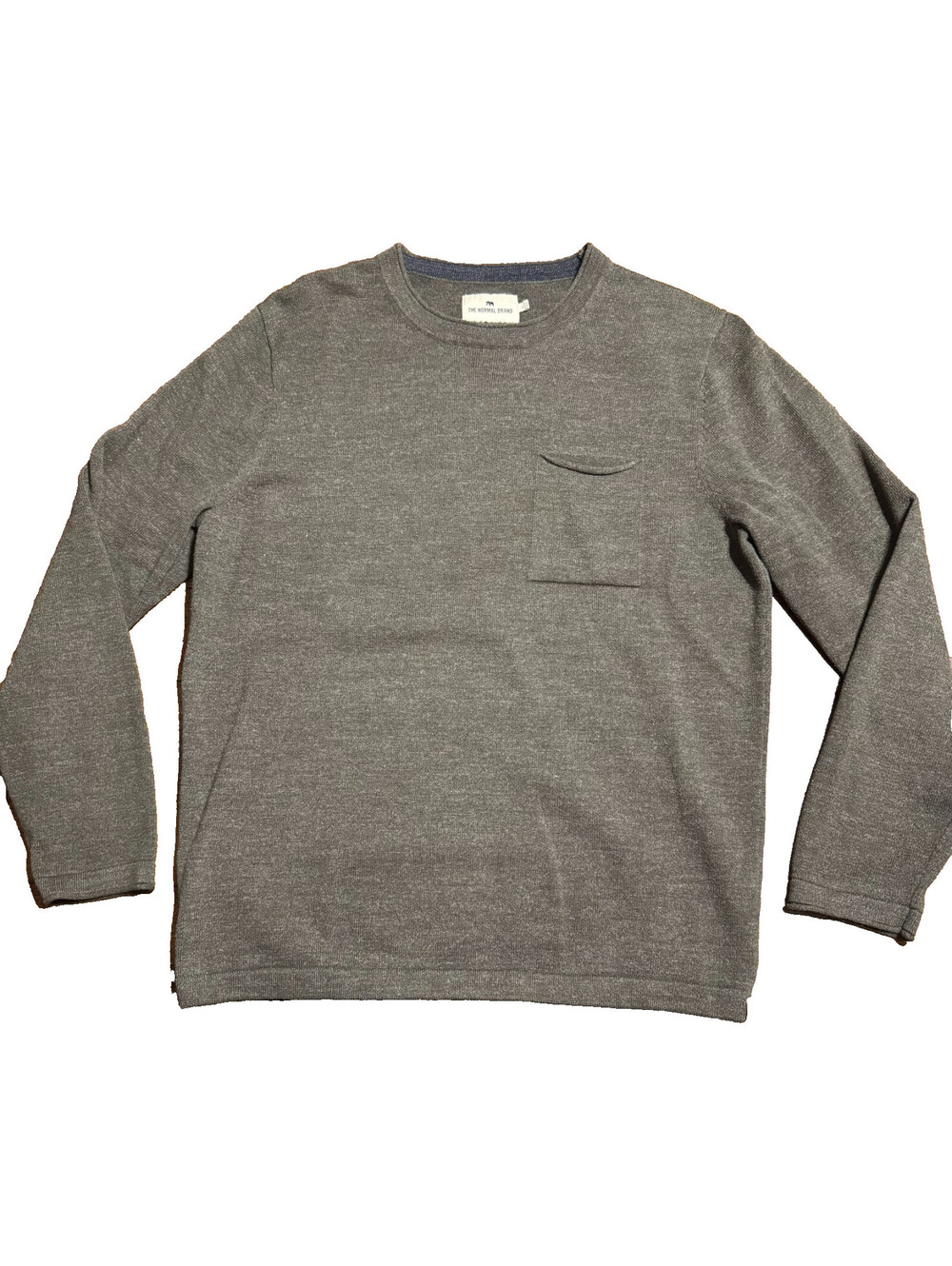 The Normal Brand Sweater Mens Large Green Pocket Crewneck Knit Pullover Logo